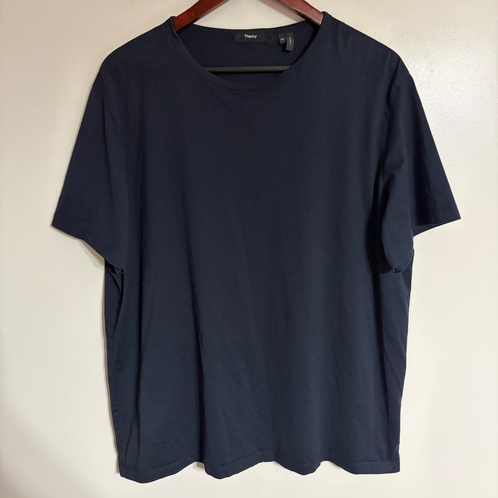 Theory Mens Precise Tee Luxe Cotton JSY Navy Blue T-Shirt XXL J0194523